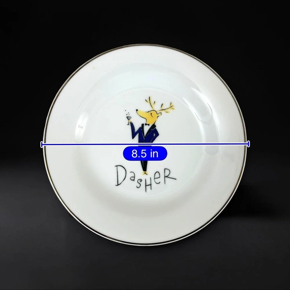 Pottery Barn Reindeer Salad Plates Set 4 8.5